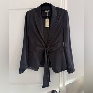 Ramy Brook Black Ronny Jacket Satin Tie-Front size 6 NWT!